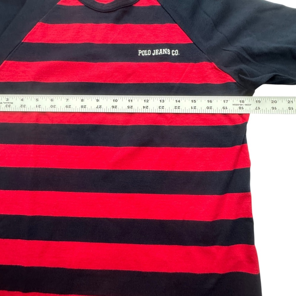 VTG Polo Jeans Co Ralph Lauren Raglan Shirt Womens Large Red Navy Y2K Baby Tee - Picture 6 of 9